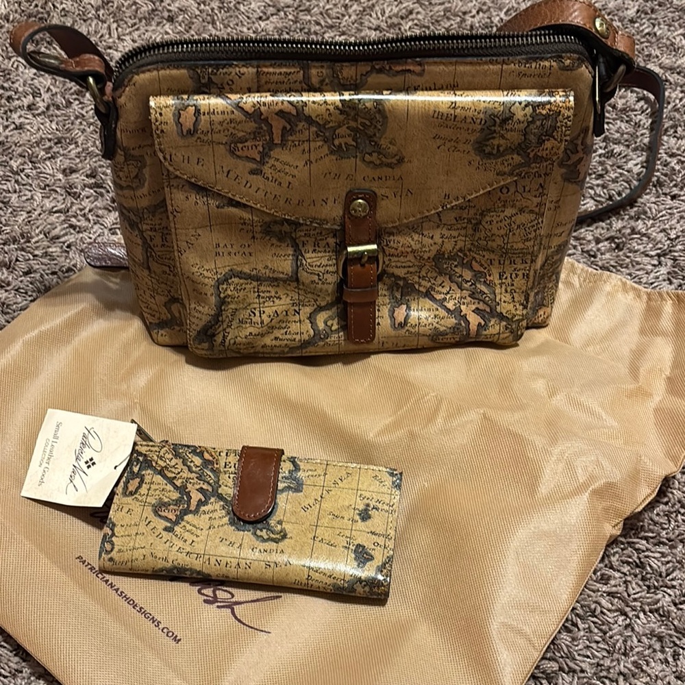 Patricia Nash Gold and Brown Crossbody Bag